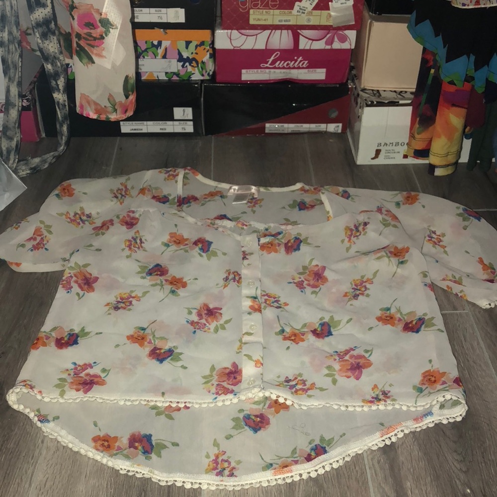 Sheer Floral Blouse